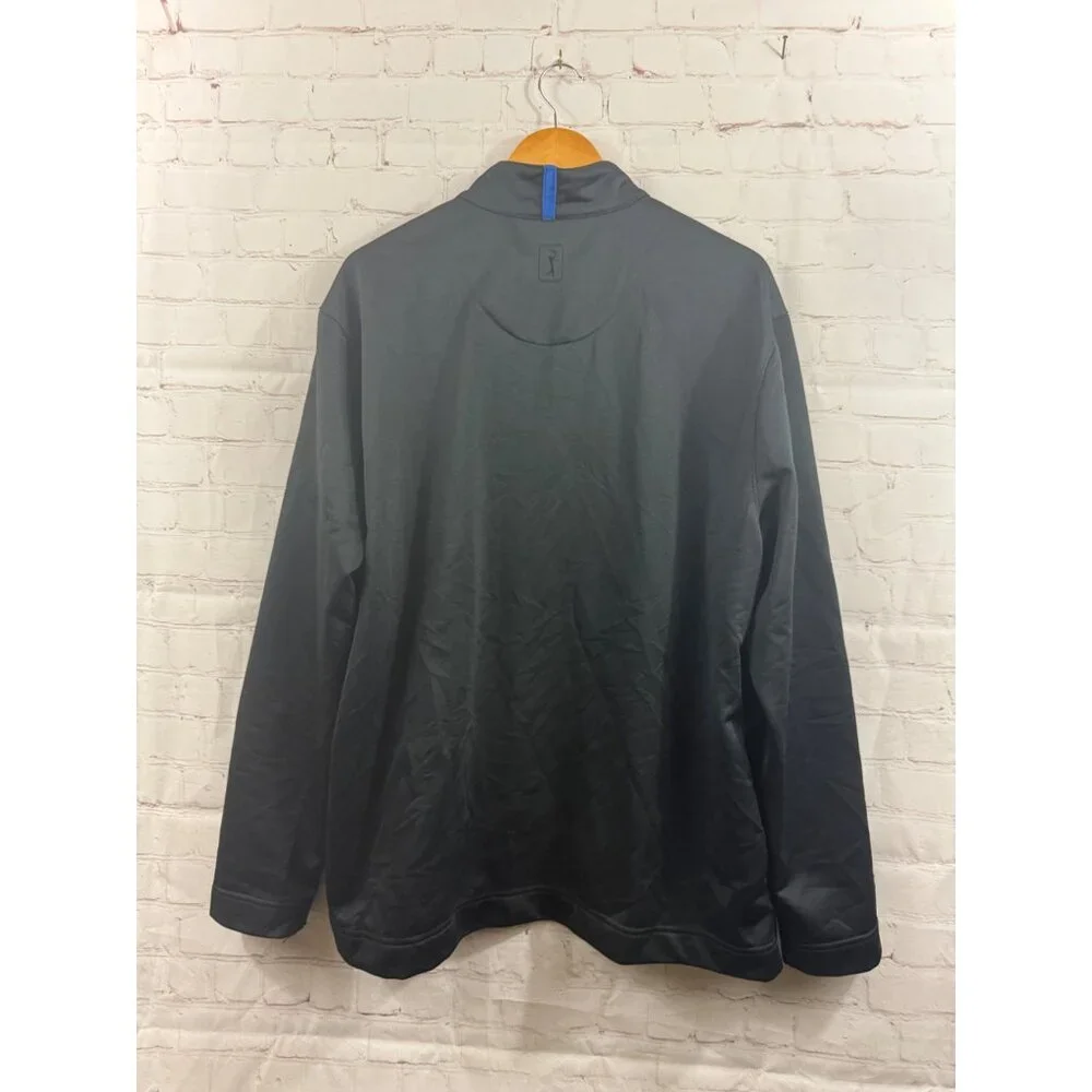 PGA Tour Golf Jacket Mens Size XL Black Blue Trim Full Zip Thick Mock Neck - Picture 2 of 8